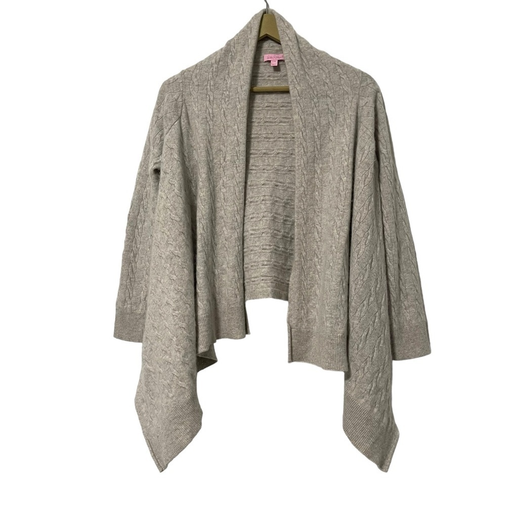 Lilly‎ Pulitzer Flawed Beige Cashmere Cable Knit Cardigan Size Small / Medium